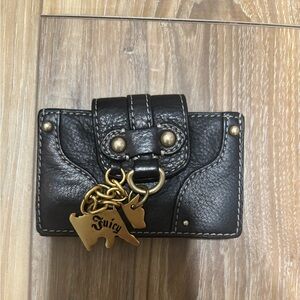 Juicy Couture Black Leather Card Holder Y2K